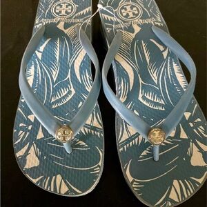 Tory Burch Blue Patterned Sandals-NEW, never worn!!!